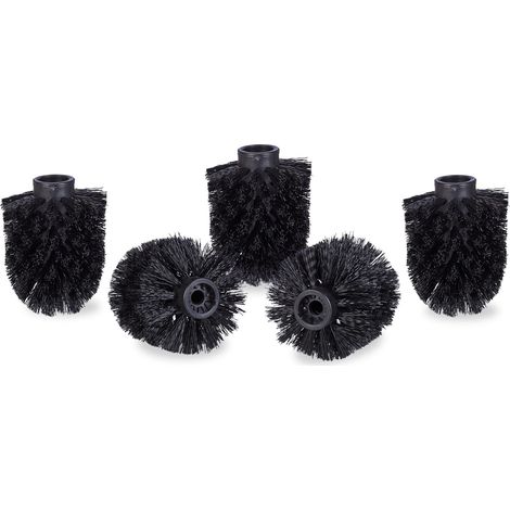 Tête de Rechange pour Brosse WC Lot de 5 Orifice intérieur 9,5 mm Diamètre 8 cm, Noir (1/5)