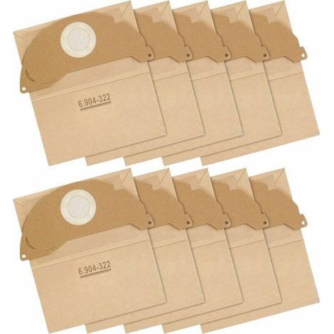 Lot de 10 sacs filtrants en papier pour aspirateur Kärcher WD2 MV2 A 2004/2054 Remplace les sacs WD2 6.904-322.0 (1/5)