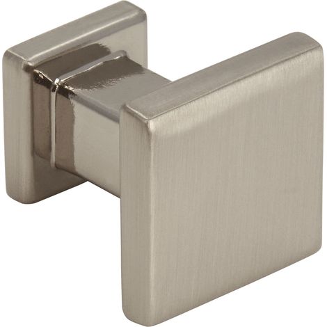 Siro Möbelknopf Baios 20x20mm - Möbelknauf quadratisch - Möbelgriff aus Metall, Zinkdruckguss vernickelt feingeschliffen (1/5)