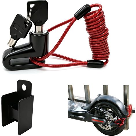 Antivol Trotinette Electrique, Cadenas Accessoire, Bloque Disque+1.2m, 2 Clés et Sac de Transport, pour M365, Vélo, Moto et Trottinettes Électriques (1/5)