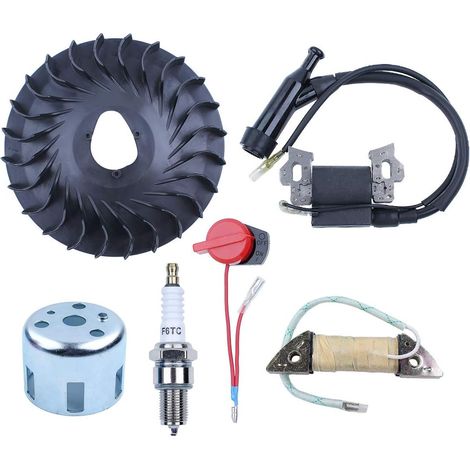 Kit ventilateur de refroidissement de volant, bobine d'allumage et de charge, coupelle de démarreur pour HONDA GX160 GX200 moteur chinois 168F 170F pour petite tondeuse (1/5)