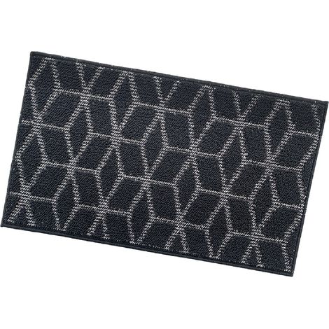 Tapis d'entrée Intérieur Extérieur Tissu 3D Antidérapant Tapis d'intérieur Absorbant Moderne - Noir