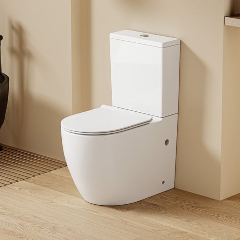 DILECI - WC à poser sans bride sortie horizontale (63x38x82cm) - Design rond blanc BABIN (1/5)