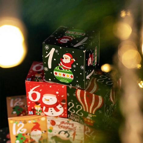 Calendrier de l'Avent de Noël - 24 boîtes - Sapin de Noël - Père Noël - Cadeau à sceller (1/4)