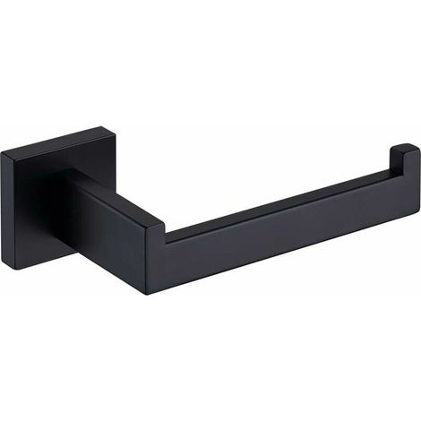royaluxe - Porte-papier toilette Porte-papier hygiénique noir mat, distributeur de porte-rouleaux de papier toilette et cintres muraux pour salle de bain et cuisine, style carré moderne en acier inoxy (1/5)