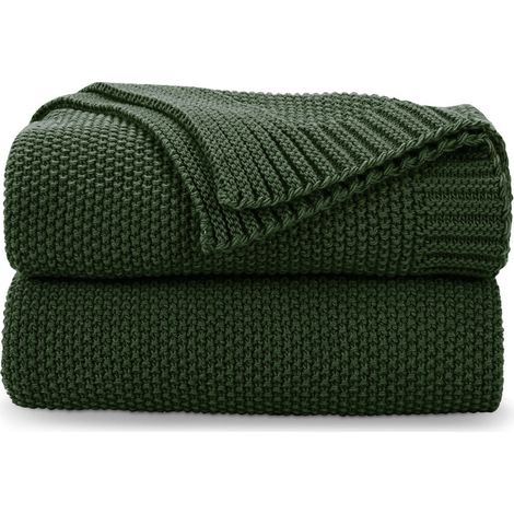 1 Couverture Maille torsadée,Fibre acrylique,Légère et chaude,Gris orange vert armée,Lit canapé salon (1/5)