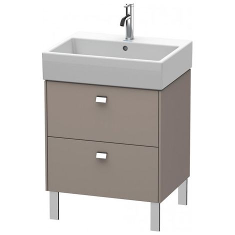 Duravit Meuble sous-lavabo Brioso sur pied 58,4 x 45,9 cm, 2 tiroirs, avec découpe pour siphon et tablier, pour lavabo Vero Air 23506060, Couleur (avant/corps): Décor basalte mat, poignée chromée - BR443301043