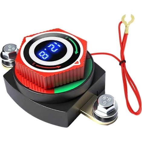 Interrupteur de déconnexion de batterie numérique avec voltmètre LED DC5-80V marche/arrêt pour voiture, camping-car, bateau A (1/5)