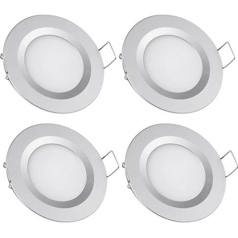 spots LED encastrés (finition argentée) pour camping-car, bateau, caravane, fourgon, yacht, blanc chaud (1/5)