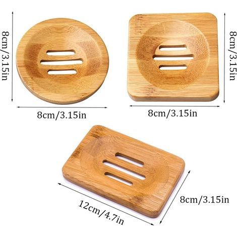 Set mit 6 Bambus-Seifenschalen, handgefertigte Seifenboxen aus Holz, Seifenboxen aus natürlichem Bambus, geeignet für das Badezimmer, Seifenaufbewahrung (braun) (1/5)