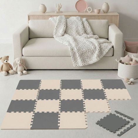 18 Teile Spielmatte Baby Puzzlematte 30x30 Krabbelmatte Bodenmatte Kinderzimmer