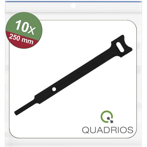 Quadrios 25CA563  Klettkabelbinder zum Bündeln Haft- und Flauschteil (L x B) 250 mm x 12 mm Schwarz