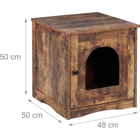 Mobile toilette con porta d'ingresso per gatti design industriale soggiorno 50 x 40 x 40 cm in legno bianco 130014705