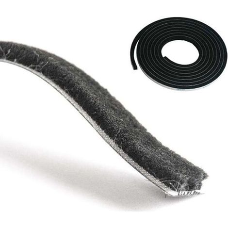 Guarnizione nera per porte e finestre – Guarnizione scorrevole a spazzola non adesiva – Larghezza 14 mm – Lunghezza 5 m – Isolamento antipolvere (1/2)