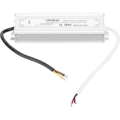 Alimentation étanche BERM 60W DC24V transformateur LED driver aluminium boîtier LPV-60-24