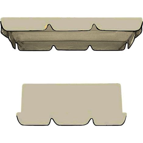 Lot de 2 housses de protection pour balancelle de jardin, Fokelyi, toile Oxford résistante, dimensions 195x125x15 cm, couleur beige, couvre-siège imperméable, abri extérieur pour mobilier de terrasse. (1/2)