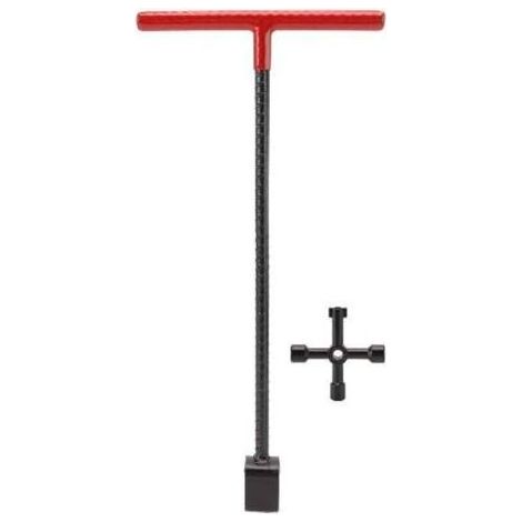 Clé de Compteur D'eau, Clé de Trottoir à Poignée en T Multifonction avec Clé Utilitaire à 4 Voies pour Robinets de Vannes pour Vanne D'arrêt D'eau Principale (1/4)