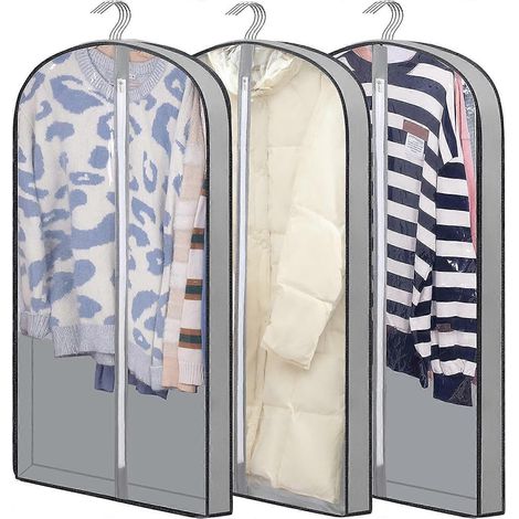 Housse de protection pour vêtements, lot de 3, 100 cm, pour la protection quotidienne et le rangement dans les placards, pour un rangement pratique à domicile.-AquaForge (1/5)