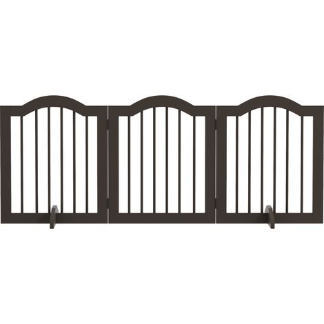 Barrière pour chien pliable 3 sections bois 154.5x29.5x61cm café