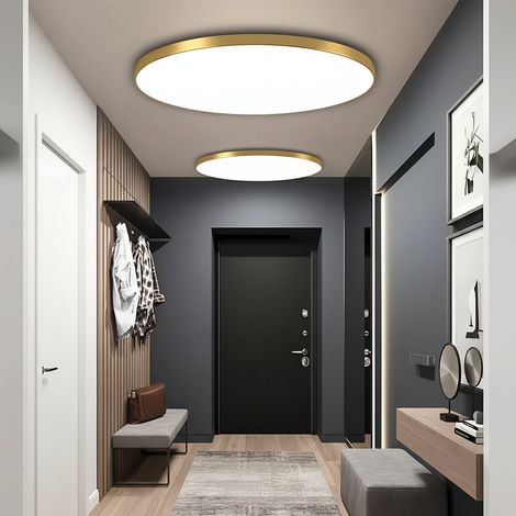Plafonnier LED Solis 27 cm 20W Lumiere Froide Dore (1/5)