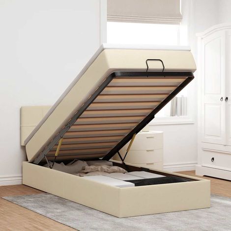 Ottoman-Bett mit Matratze Creme 90x200 cm Stoff (1/5)