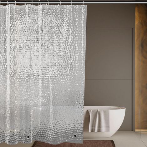 Rideau De Douche 3D - Transparent - Antimoisissure - Imperméable - Antibactérien - Pour Salle De Bain Et Cabine De Douche - 1 Pièce (1/5)