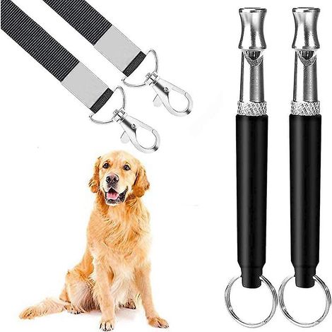 Lot de 2 sifflets ultrasoniques professionnels pour chiens - Longue portée, haute fréquence, noirs, anti-aboiements (1/5)