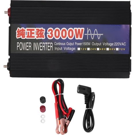 Onduleur à onde sinusoïdale pure 3000W Convertisseur DC/AC 24V vers 220V pour voiture avec affichage numérique double écran (1/5)