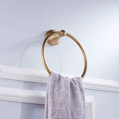 Anneau Porte-serviette - Laiton - Bronze Brossé - Fixation Murale - 18 x 18 x 7 5 cm - 1 Pièce (1/5)