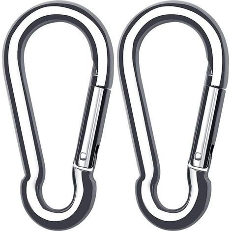Confezione da 2 moschettoni in acciaio inox resistenti, moschettone a D con chiusura di sicurezza per casa, amaca, pesca, escursionismo, viaggi, portachiavi (40 mm x 80 mm) - Fei Yu (1/5)