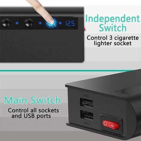 4-Port-USB-Autoladegerät für Zigarettenanzünder, 180 W, Schnellschalter QC3.0, leistungsstark, Rot (1/3)