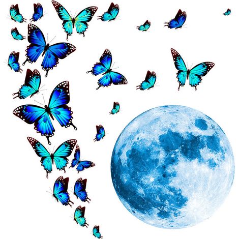 4 pegatinas luminosas de mariposas para pared, vinilos decorativos para dormitorio, sala de estar y pared del televisor. (1/4)