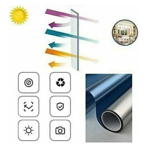 QORVA-Film de Protection Solaire pour Fenêtre Film de Protection Solaire Auto-Adhésif Film de Fenêtre Occultant Isolation Thermique 99% Anti-UV Opaque Film de Confidentialité pour Windows, Argent-40x2