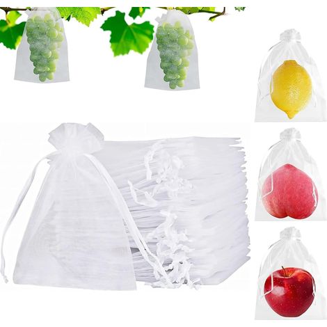 Sacs Protection pour Fruits et Raisins,80pcs Sacs Protection Raisin,Sachet Protection Fraise,Jardin Sac Organza avec Cordon,Sacs Filets Protection des Grappes,Fruit Tree Net Bag Réutilisable (1/5)