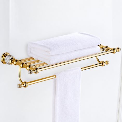 Porte-serviettes de bain doré cristal mural en acier inoxydable salle de bain 500 g – Livraison gratuite (1/4)