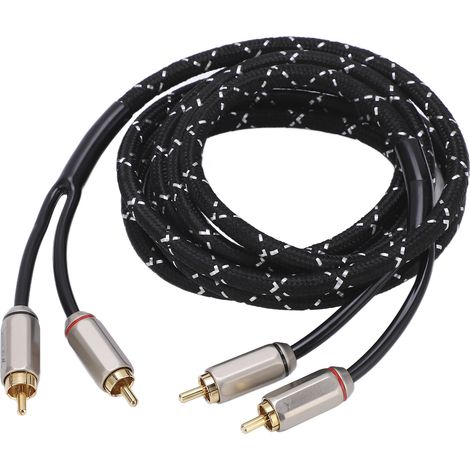 Câble audio pour amplificateur de voiture, câble stéréo, type universel double mâle, convient aux haut-parleurs, récepteurs A/V, caissons de basses, systèmes Hi-Fi, 2,0 mètres / 6,56 pieds. (1/5)