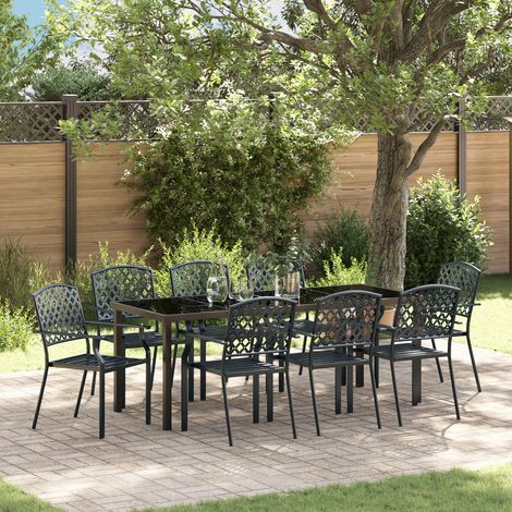 vidaXL Ensemble de salle à manger pour jardin 9 pc Anthracite