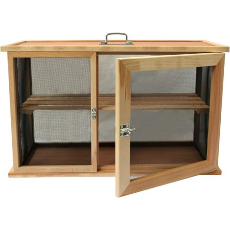 Outils Et Nature – Garde-manger en bois 43x71x31 cm – 2 étages de stockage – Poignée de transport amovible – Pour conservation fruits et légumes