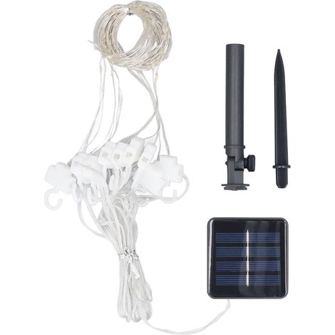 Ortviai Guirlande Lumineuse Solaire pour Rideau Extérieur 3 m – LED Chaude, Étanche, avec Panneau Solaire et Batterie Intégrée