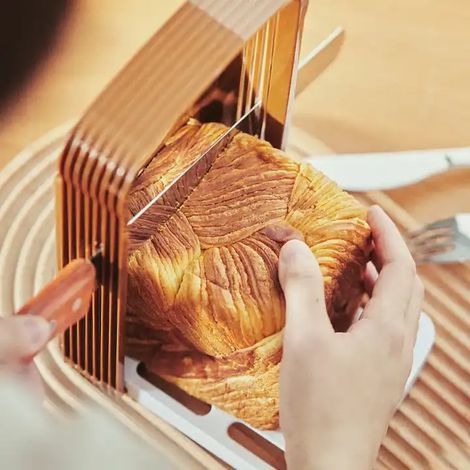 Trancheuse à pain en 2 parties, en plastique, cadre pliable pour trancher le pain, guide de coupe, outil de coupe, accessoires de cuisine, outil pratique pour trancher les gâteaux (1/4)