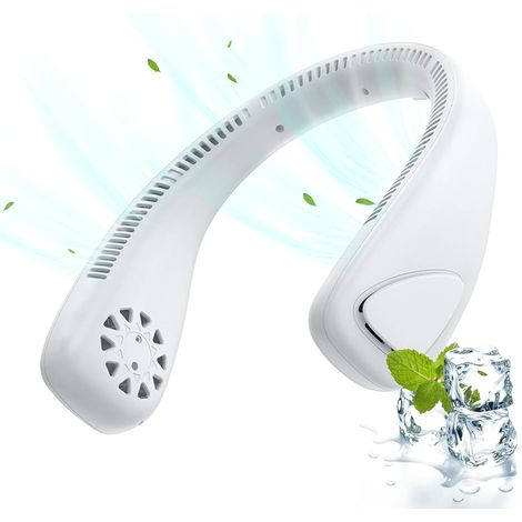 Ventilateur Cou, Ventilateur de Cou Portable, Mini Ventilateur de Nuque USB, Ventilateur Sans Pale Silencieux, Ventilateur Portable Rechargeable de Poche 2000mAh 3 Speeds Travail Sport Travel Outdoor