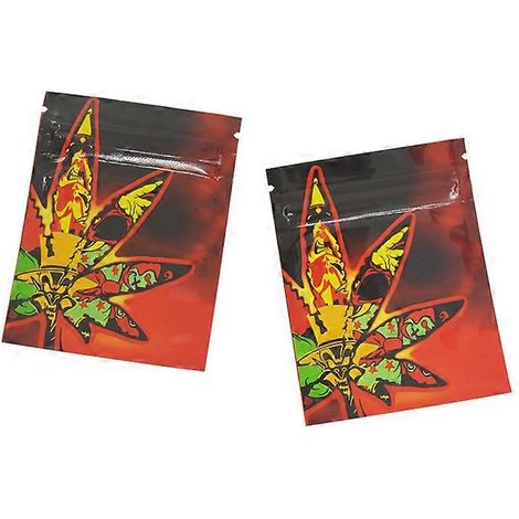 Sachet de conservation réutilisable 7 x 9 cm en film polyester à motif de feuilles, auto-scellant, imperméable, transparent, imprimé, lot de 20. (1/5)