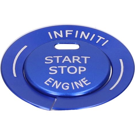 2 Stück Start/Stopp-Knopf-Zierleisten aus Aluminiumlegierung für Infiniti Q50 Q50L QX60 Blau (1/5)