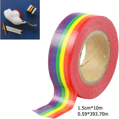 Bande en papier adhésif arc-en-ciel multicolore 1,5 x 100 cm 1 pc fournitures école bureau bricolage scrapbooking papeterie
