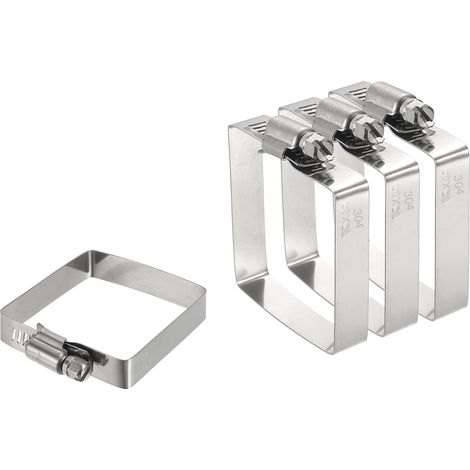 Set mit 4 verstellbaren rechteckigen Kabelbindern aus Edelstahl 304, 5,1 x 5,1 cm, für Kabelkanäle, Kabelhalterungen, Brückenbausysteme, silberfarben (1/5)