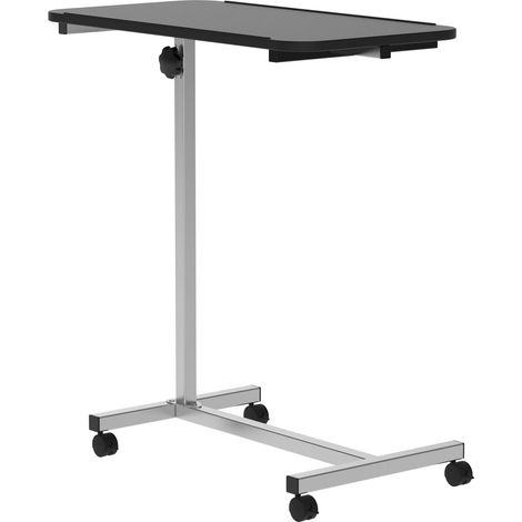 Table d'appoint à roulettes, hauteur réglable, structure en métal, capacité de charge de 20 kg, dimensions 77x40x76-100 cm, noir et argent. (1/5)
