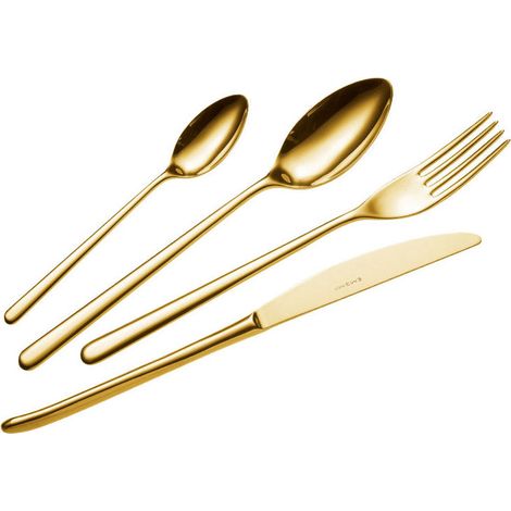 Servizio Set di Posate 24 Pezzi in Acciaio 18/10 PVD Eme Venice Tin Gold