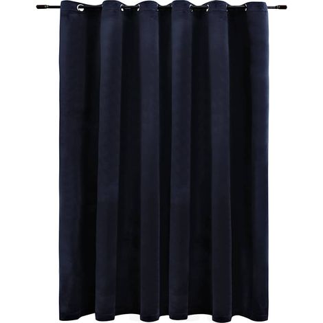 Rideau occultant avec anneaux en métal Velours Noir 290x245 cm CFW36454 (1/5)