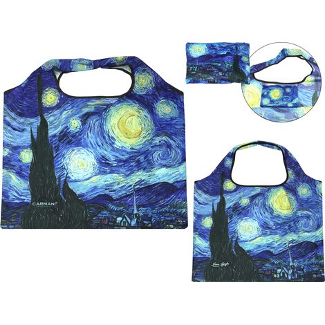 Borsa per la spesa pieghevole Carmani in poliestere, 40x70 cm - Van Gogh/Notte stellata (1/5)