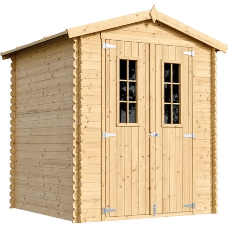 Casetta da Giardino in Legno per Esterni CON PAVIMENTO TRATTATO - L196xL186xA218 cm/ 2,82 m2 - Piccola Casetta in Legno, Rimessa Attrezzi, Deposito Bici - TIMBELA M320C+M320G (1/4)